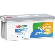 Redodo 12V 280Ah Low Temp Cutoff LiFePO4 Battery, 3584Wh Lithium Battery with Custom 200A BMS for Trolling Motor, Marine, RV and Off Grid Applications