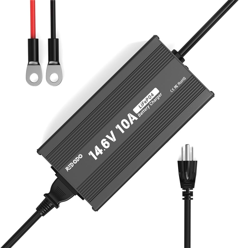 Redodo 14.6V 10A Lifepo4 Battery Charger Support Fast Charging for Lithium Iron Phosphate Battery