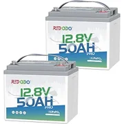 Redodo 2 Pack 12.8V 50Ah Lithium LiFePO4 Battery 10-Year lifetime 50A BMS for Security Devices RV
