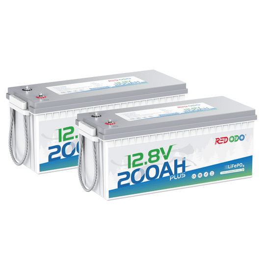 Redodo 2-Pack 12V 200Ah Lithium ion Battery PLUS, Max 2560W Power Output 200A BMS Protection, Up to 15000 Deep Cycles Lifepo4 Battery, for RVs, Solar Systems, Off Grid, Marine