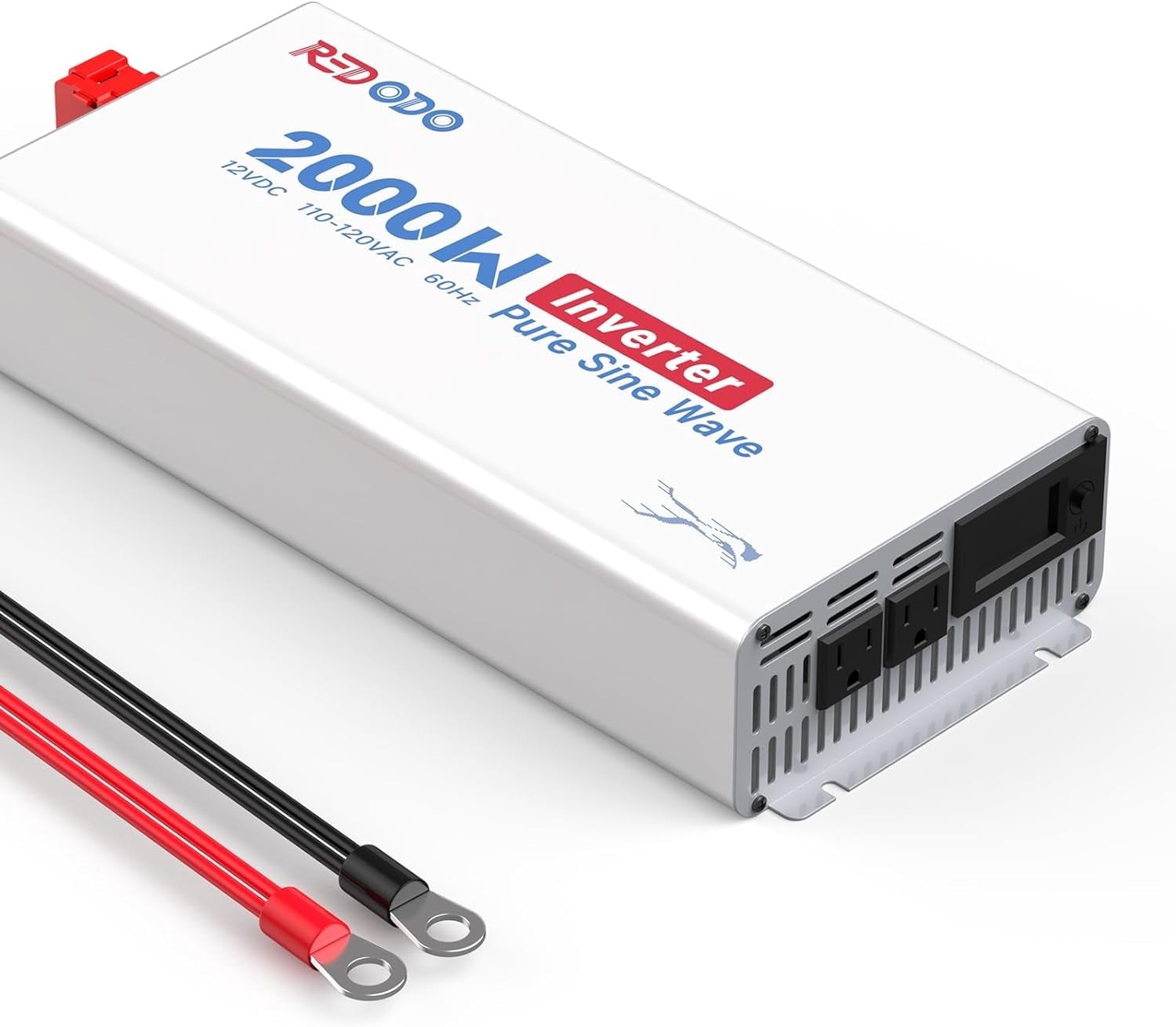 Redodo 2000W Power Inverter, Pure Sine Wave Inverter 12V DC to 110V AC Outlets, LCD Monitor, Multiple Protection, AC, for Home Appliances, Electronics, RV, Truck, Solar Power
