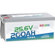Redodo 24V 200Ah LiFePO4 Lithium Battery, Built in 200A BMS, Max. 5120Wh Energy, up to 15000 Deep Cycle Lithium Battery, Perfect for Solar Home System, RV, Off Grid, Marine