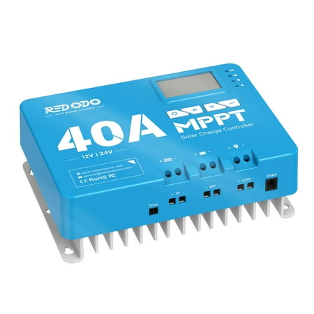 Redodo 40 Amp MPPT 12V/24V Auto DC Input Solar Charge Controller with Built-in Bluetooth Module, Parameter Adjustable LCD Display LED Indicators