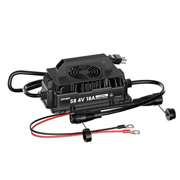 Redodo 58.4V18A LiFePO4 Battery Charger for 48V (51.2V) Lithium Batteries IP65 Waterproof Smart Charger with 0V BMS Activation 3-Stage Charging