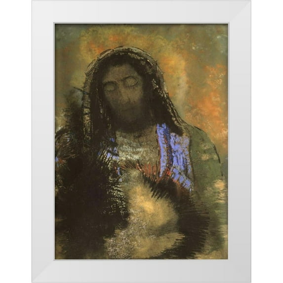 Redon, Odilion 11x14 White Modern Wood Framed Museum Art Print Titled - Christ of the Sacred Heart