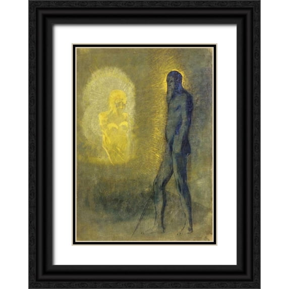 Redon, Odilion 24x32 Black Ornate Wood Framed with Double Matting Museum Art Print Titled - LApparition
