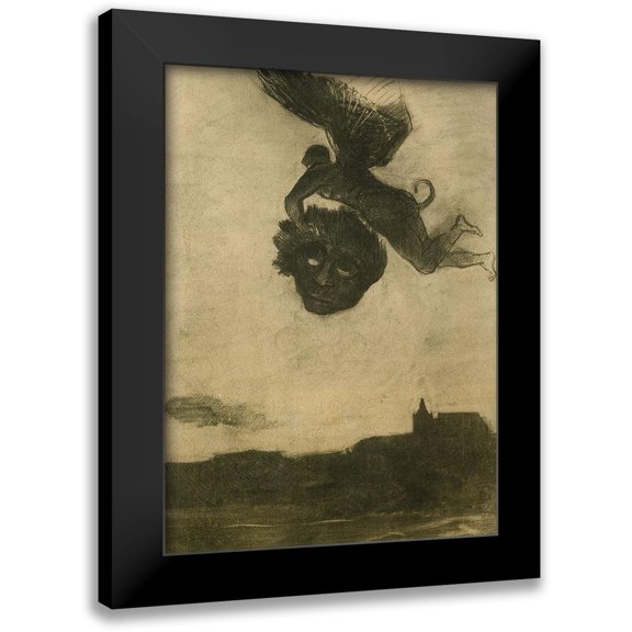 Redon, Odilon 11x14 Black Modern Framed Museum Art Print Titled - Devil Carrying Off A Head