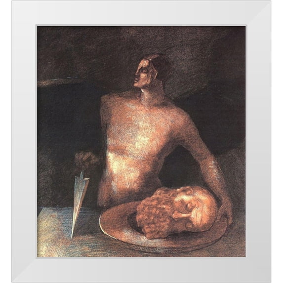 Redon, Odilon 12x13 White Modern Wood Framed Museum Art Print Titled - Angel Executioner