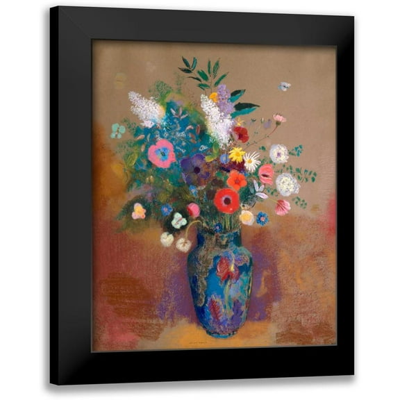 Redon, Odilon 12x14 Black Modern Framed Museum Art Print Titled - Bouquet of Flowers