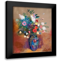Redon, Odilon 12x14 Black Modern Framed Museum Art Print Titled - Bouquet of Flowers