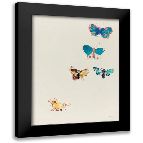 Redon, Odilon 12x14 Black Modern Framed Museum Art Print Titled - Five Butterflies