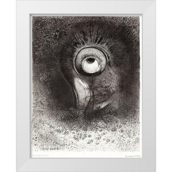 Redon, Odilon 12x14 White Modern Wood Framed Museum Art Print Titled - There Was Perhaps a First Vision Attempted by the Flower