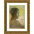 thumbnail image 1 of Redon, Odilon 13x18 Gold Ornate Wood Framed with Double Matting Museum Art Print Titled - Head of a Young Woman in Profile, 1 of 4