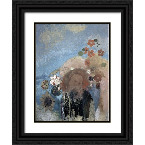 Redon, Odilon 14x18 Black Ornate Wood Framed with Double Matting Museum Art Print Titled - Evocation of Roussel