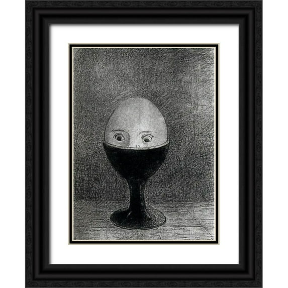 Redon, Odilon 14x18 Black Ornate Wood Framed with Double Matting Museum Art Print Titled - The Egg