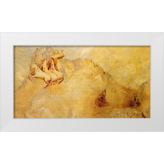 Redon, Odilon 14x9 White Modern Wood Framed Museum Art Print Titled - Chariot Of Apollo