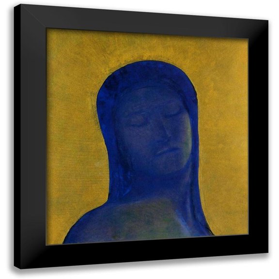 Redon, Odilon 15x16 Black Modern Framed Museum Art Print Titled - Closed Eyes Blue