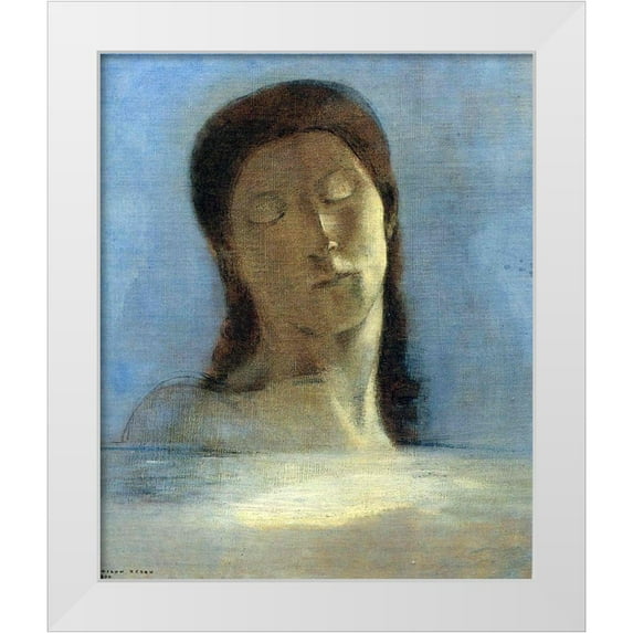 Redon, Odilon 15x17 White Modern Wood Framed Museum Art Print Titled - Closed Eyes