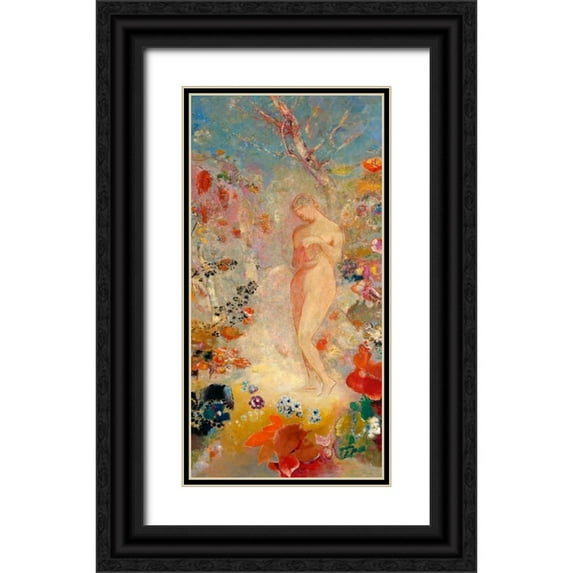 Redon, Odilon 18x32 Black Ornate Wood Framed with Double Matting Museum Art Print Titled - Pandora
