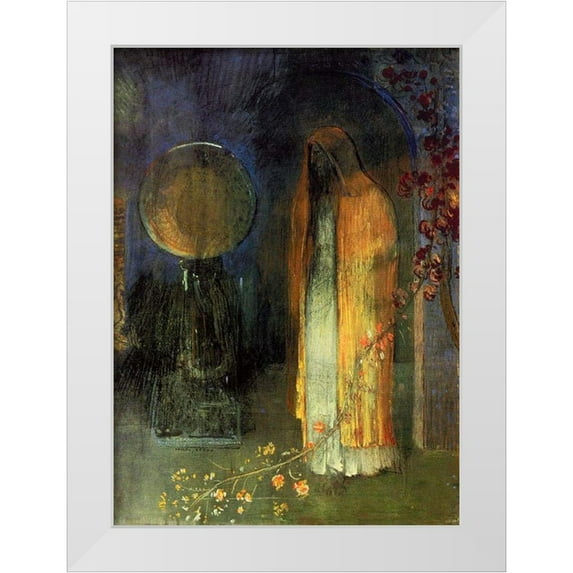 Redon, Odilon 19x24 White Modern Wood Framed Museum Art Print Titled - The Yellow Cape