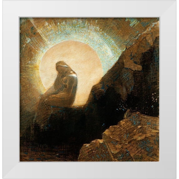 Redon, Odilon 26x27 White Modern Wood Framed Museum Art Print Titled - Melancholy