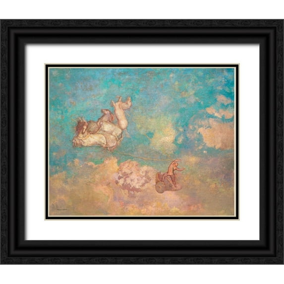 Redon, Odilon 32x26 Black Ornate Wood Framed with Double Matting Museum Art Print Titled - The Chariot of Apollo