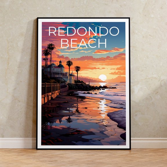 Redondo Beach California Coast Travel Wall Art Decor Unframed Paper Print