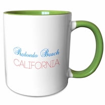 3drose, Redondo Beach, California, Red, Blue Text. Patriotic Home Town Design, 11oz Two-tone Green Mug