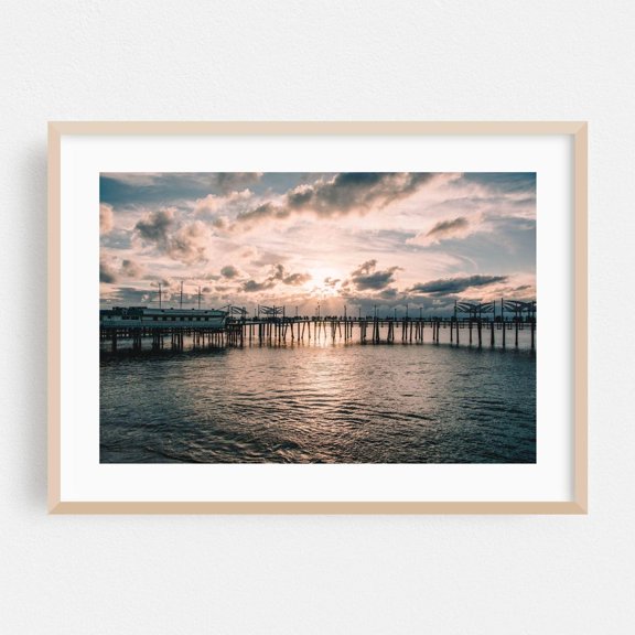 Redondo Beach California Sunset Boardwalk Seascape Ocean Silhouette Harbor Poster Unframed Paper Print