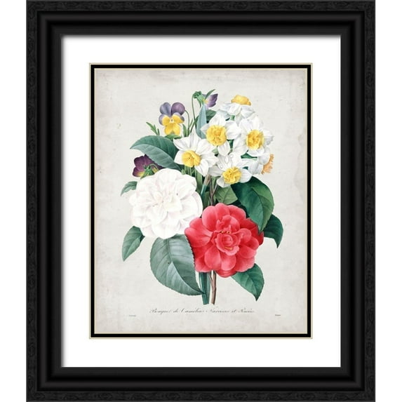 Redoute, Pierre 26x32 Black Ornate Wood Framed with Double Matting Museum Art Print Titled - Redoute Bouquet III