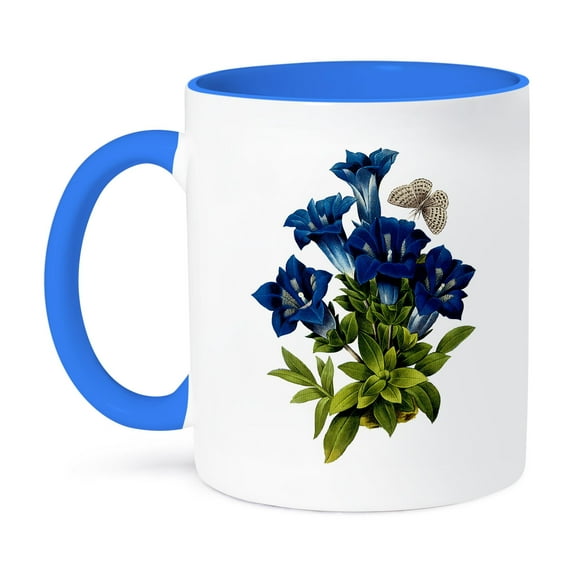 3dRose, Redoute Vintage Watercolor Floral Gentian Gentianae Acaulis, 11oz Two-Tone Blue Mug