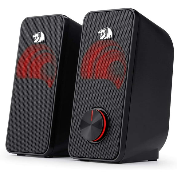 Redragon GS500 USB Powered 3.5 mm Audio 2.0 Channel Computer Speakers, Red