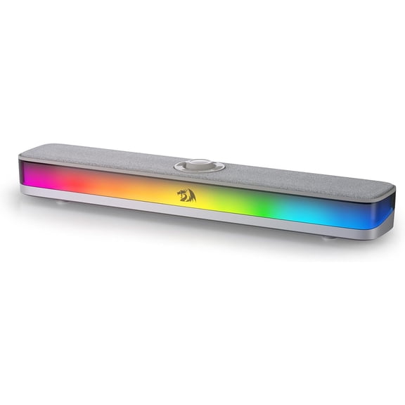 Redragon GS515 RGB Desktop Soundbar, 2.0 Channel Stereo Computer Speakers for Desktop with BT 5.3, USB-C/USB Powered, Gray