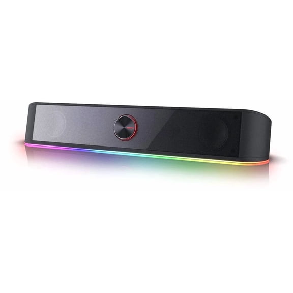 Redragon GS560 Adiemus RGB Desktop Soundbar, 2.0 Channel Computer Speaker with Dynamic Lighting Bar Audio-Light Sync/Display, Touch-Control Backlit with Volume Knob, USB Powered w/ 3.5mm Cable