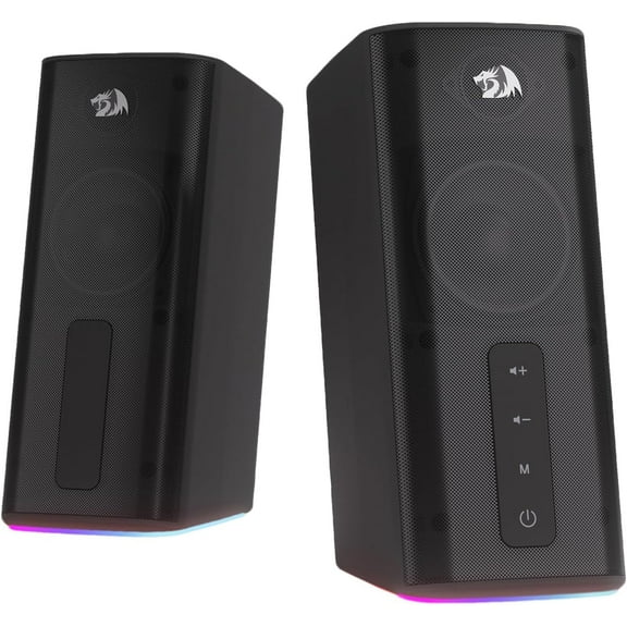 Redragon GS814 Stereo Desktop Speaker, 20W Output, 4 Real Units, BT 5.0/3.5mm AUX, Enhanced Bass, Touch-Control, Dynamic RGB Lighting