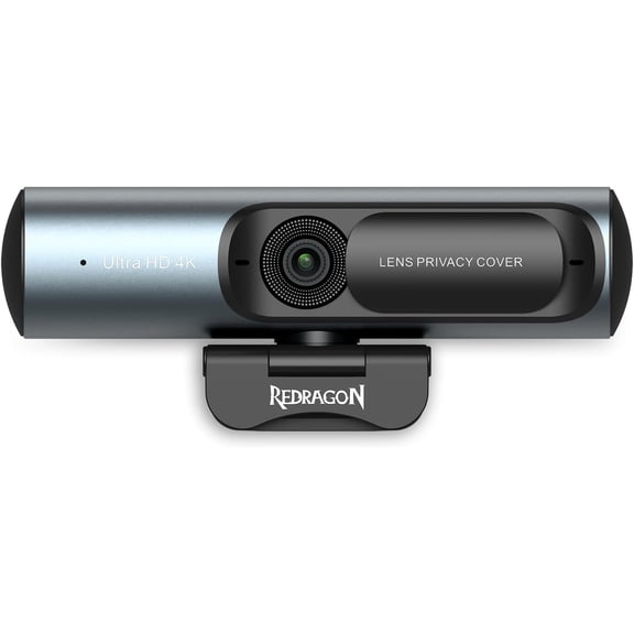 Redragon GW911 4K Webcam for PC, Ultra HD with Dual Noise-Cancelling Mic, PDAF Auto Focus, Auto Light Correction, Plug & Play, Privacy Cover Works w/Zoom/Teams/Skype/Google Meet