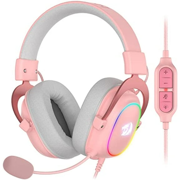 Redragon H510 Zeus-X RGB Pink Wired Gaming Headset - 7.1 Surround Sound - 53MM Audio Drivers in Memory Foam Ear Pads w/Durable Fabric Cover- Multi Platforms Headphone - USB Powered for PC/PS4/NS