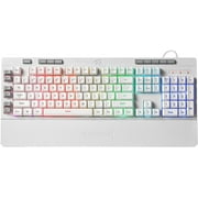 Redragon K512 Shiva RGB Backlit Membrane Gaming Keyboard with Multimedia Keys, Linear Mechanical-Feel Switch, 6 Extra On-Board Macro Keys, Dedicated Media Control, Detachable Wrist Rest, White