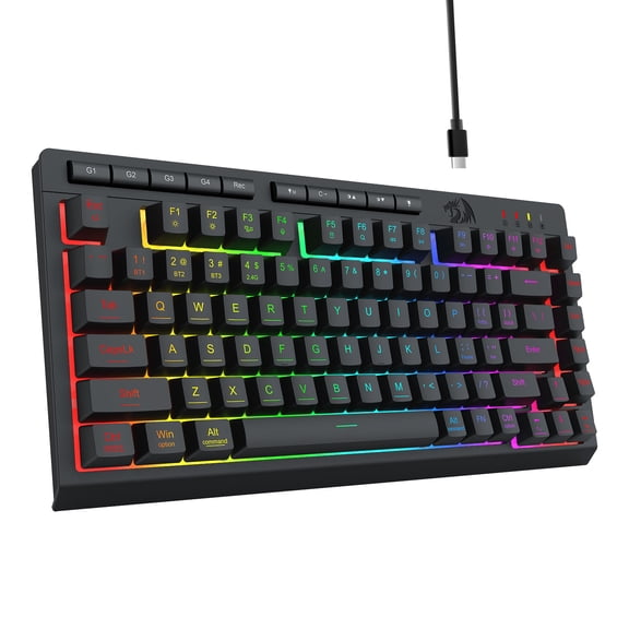 Redragon K524PRO Wireless Gaming Keyboard, Bluetooth/2.4GHz/USB-C Wired, RGB Backlit, Portable 75% Mini Silent Membrane Keyboard, Rechargeable 4000mAh Battery, Anti-Ghosting for Win/MAC