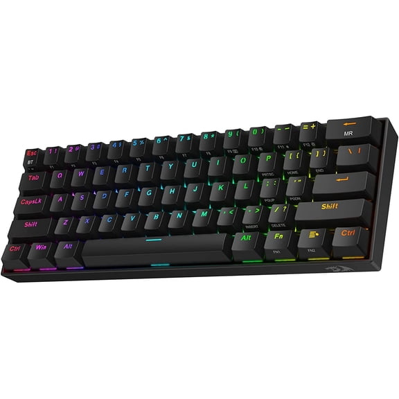 Redragon K530 Pro Draconic 60% Wireless RGB Mechanical Keyboard, BT/2.4Ghz/Wired 3-Mode 61 Keys Compact Gaming Keyboard w/Hot-Swap Socket, Free-Mod Plate Mounted PCB & Tactile Brown Switch