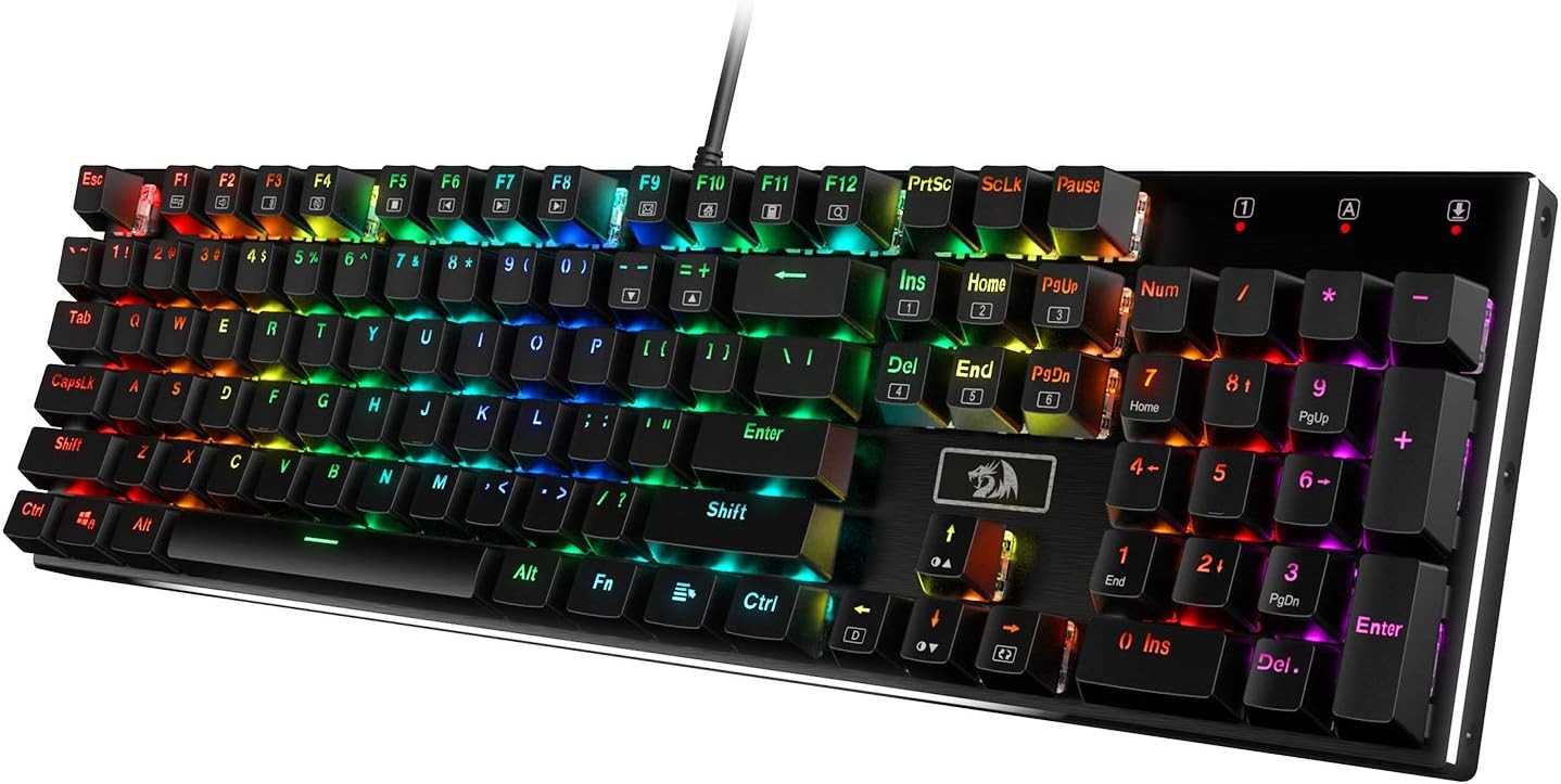 Redragon K556 RGB LED Backlit Wired Mechanical Gaming104 Keys Hot-Swap ...
