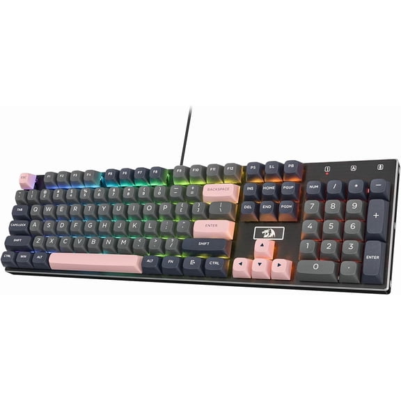 Redragon K556 Wired RGB Mechanical Gaming Keyboard, 104-Key Aluminum Board | Solid Desktop Stability, 20 Backlits for Immersive ESports Vibe, Hot-swap Creamy Custom Linear Switch, PBT Round Keycaps