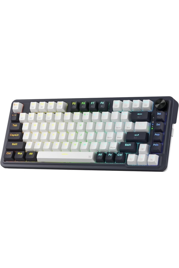 K673 MAX 75% Wireless Gasket RGB Gaming Keyboard, 3-Modes 81 Keys PBT Compact Mechanical Keyboard w/Hot-Swap Socket, Dedicated Knob Control & 5-Layer Noise Dampening, Custom Linear Switch