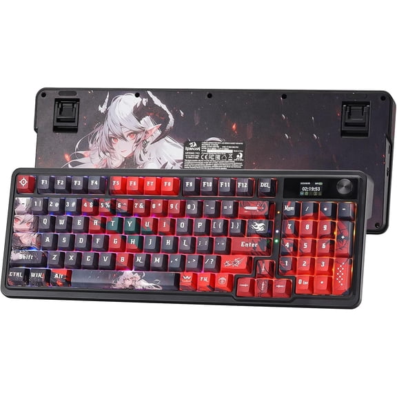 Redragon K719 PRO Wireless Gasket Gaming Keyboard w/Hype Screen & Knob, 95 Keys Mechanical Keyboard, Easy-Control 1.14 TFT Info Display, 5-Layer Noise Dampening, Custom Linear Switch, Anime Edition