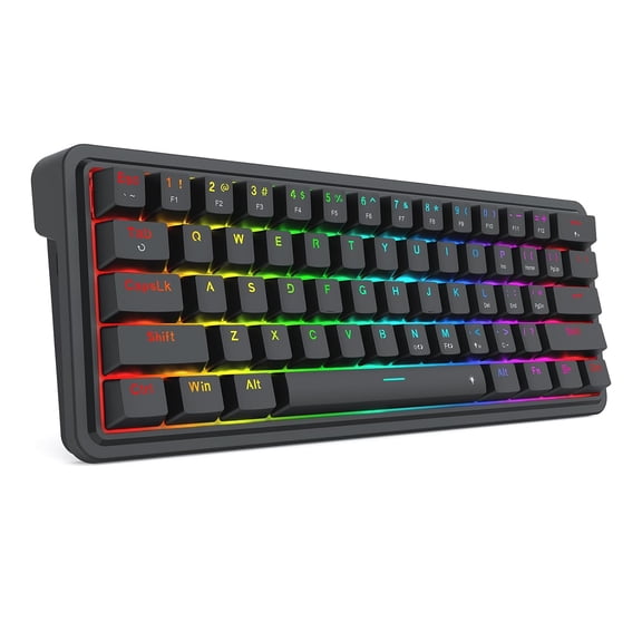 Redragon K722 60% Wired Gasket RGB Gaming Keyboard, 61 Keys Hot-Swap Compact Mechanical Keyboard w/Free-Mod Socket, 3-Layer Noise Dampening, Quiet Custom Linear Switch