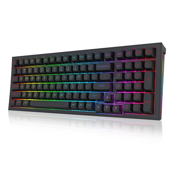Redragon K723 Black Wireless Mechanical Gaming Keyboard Creamy, Bluetooth/2.4G/USB-C Wired, RGB Backlit, Hot Swappable Pre-lubed Linear Switches, 96% Custom Gasket Structure for PC/Mac/PS/Xbox