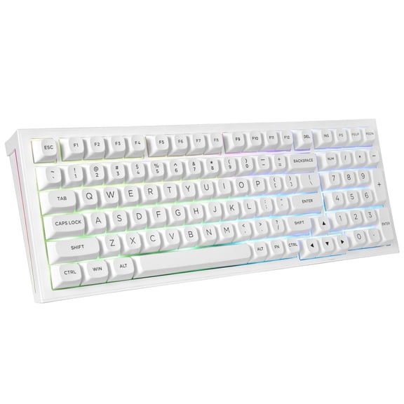 Redragon K723 Wireless Mechanical Gaming Keyboard Creamy, Bluetooth/2.4G/USB-C Wired, RGB Backlit, Hot Swappable Pre-lubed Linear Switches, 96% Custom Gasket Structure for PC/Mac/PS/Xbox,White
