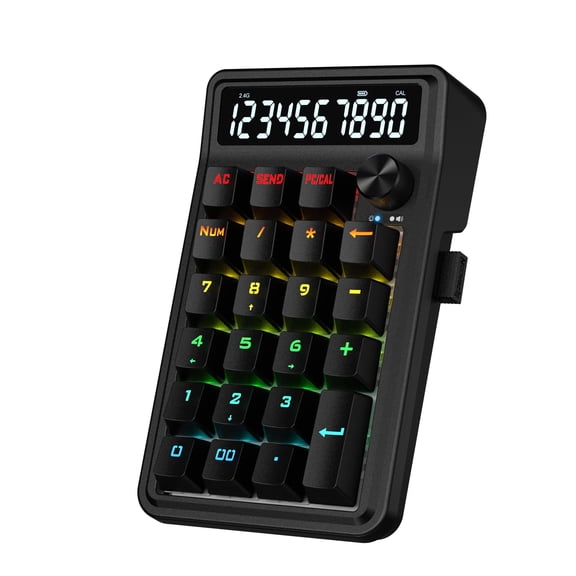 Redragon K733 PRO Wireless Gasket RGB Number Pad, 22 Keys Mechanical Numpad w/PC & Calculate Modes, 10 Digits Calculator Display, Knob Control, 5-Layer Noise Dampening, Creamy Custom Linear Switch
