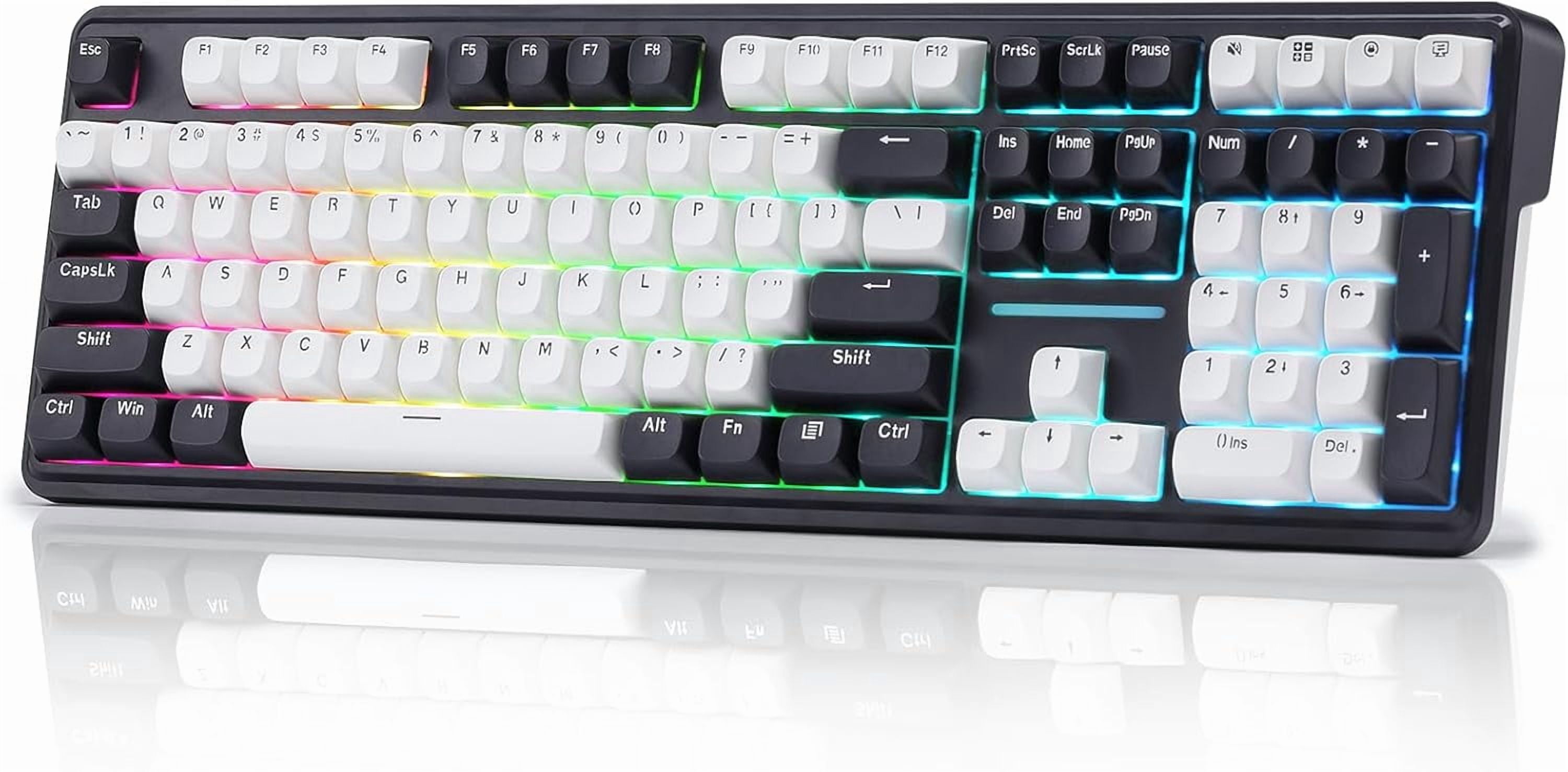 Redragon K745 PRO Wireless Gasket RGB Gaming Keyboard, 108 Keys Mechanical Keyboard w/Extra 4 Hotkeys, Hot-Swap Socket, 5-Layer Noise Dampening, See-Through Round PBT Keycaps, Mint Mambo Switch