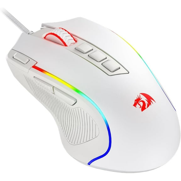 Redragon M612 Predator RGB Gaming Mouse 8000 DPI Wired Optical with 11 Programmable Buttons, White